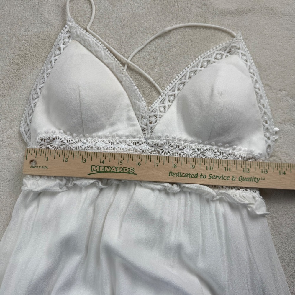 Hello Molly White Crochet Lace Tiered Maxi Dress Boho Sun Dress US 6 Minimalist - Picture 8 of 11
